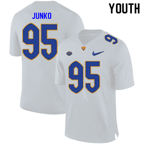 Youth #95 Caleb Junko Pitt Panthers College Football Jerseys Sale-White